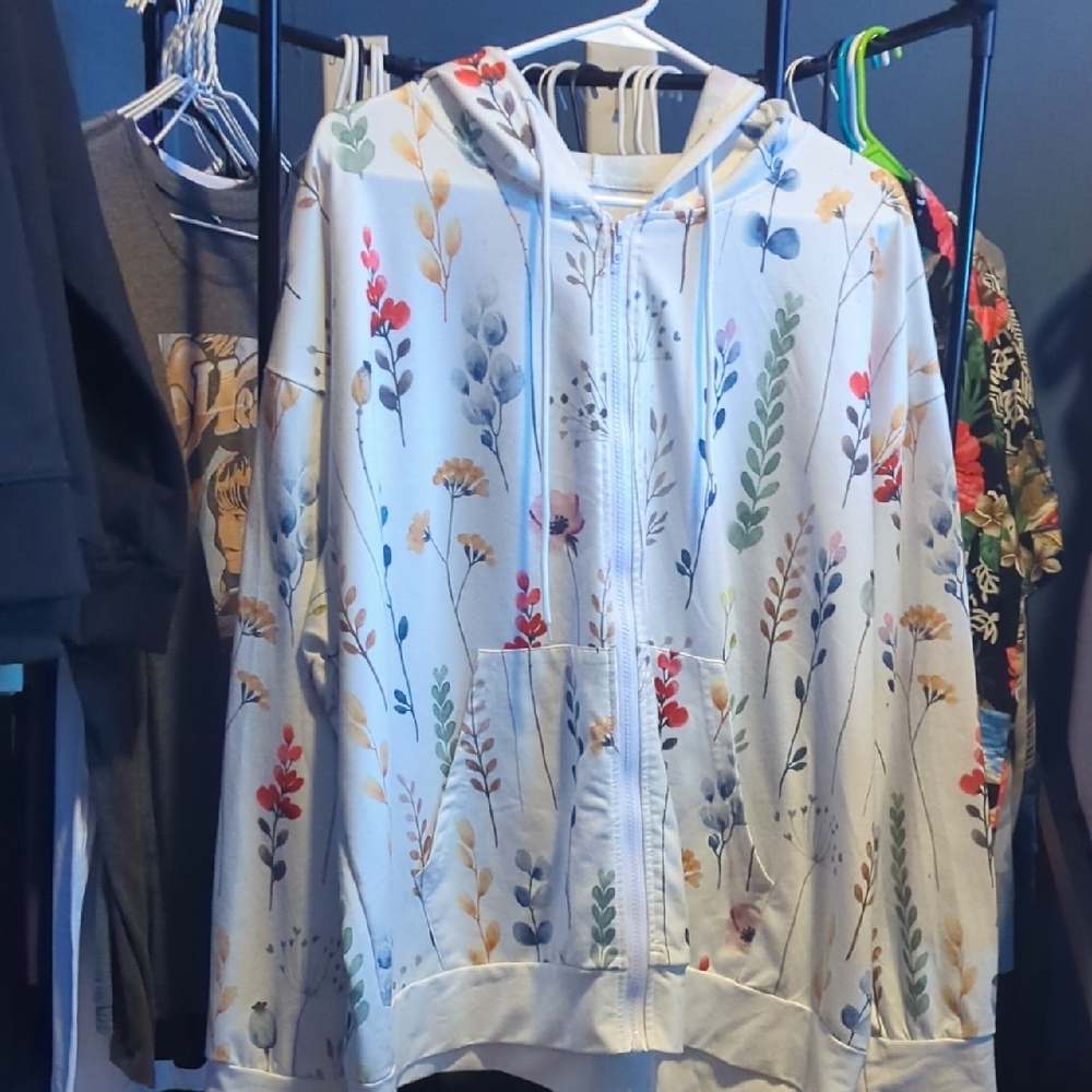 Floral Patterned Hoodie